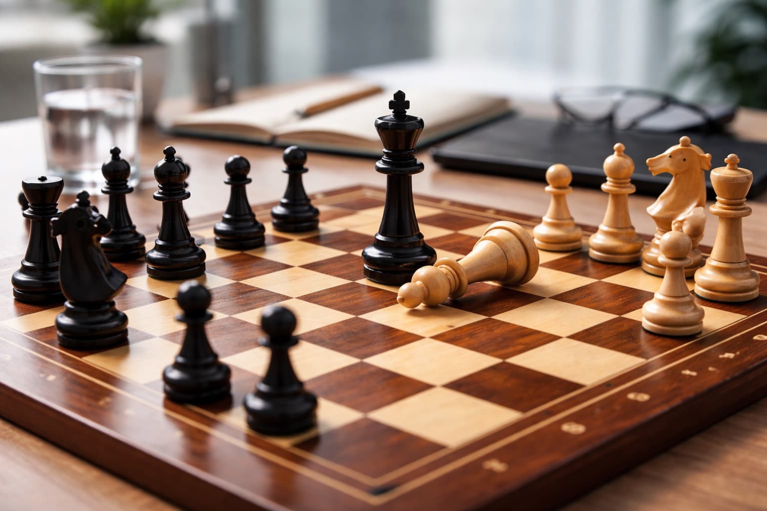 לוח שחמט באווירה עסקית